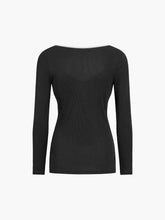 Contrast Trim Rib Long Sleeve Top